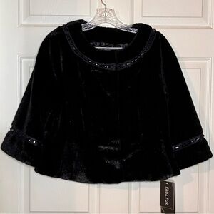 Terry Lewis Women’s Small Faux Fur Bolero Cropped Jacket Coat NWT Old Money